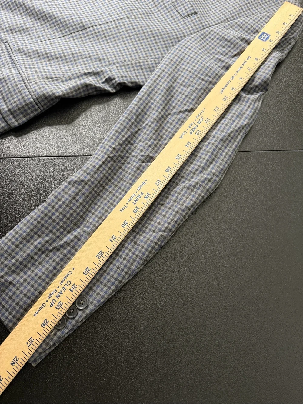 Peter Millar Wool Blazer 44T Long Gray Blue Plaid Suit Jacket Canada Sport Coat